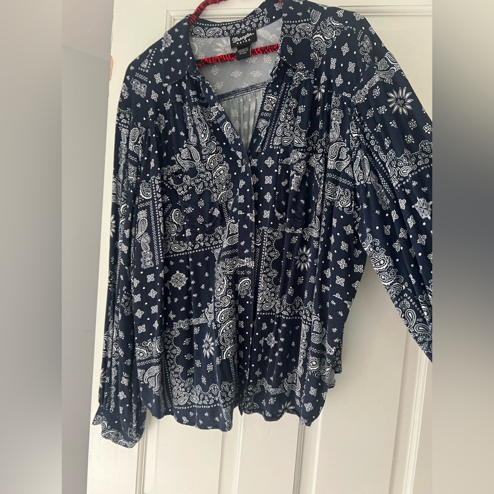 Navy Paisley Button Down Shirt